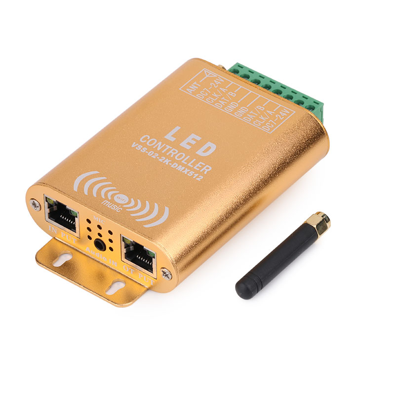 DC7-24V Double Channels 2048 pixels LED WIFI SPI Music Spectrum Android Controller For WS2812B, SK6812 RGB/RGBW Addressable LED Strip Lights APP Support Input Content DC7-24V Double Channels 2048 pixels LED WIFI SPI Music Spectrum Android Controller For WS2812B, SK6812 RGB/RGBW Addressable LED Strip Lights APP Support Input Content
